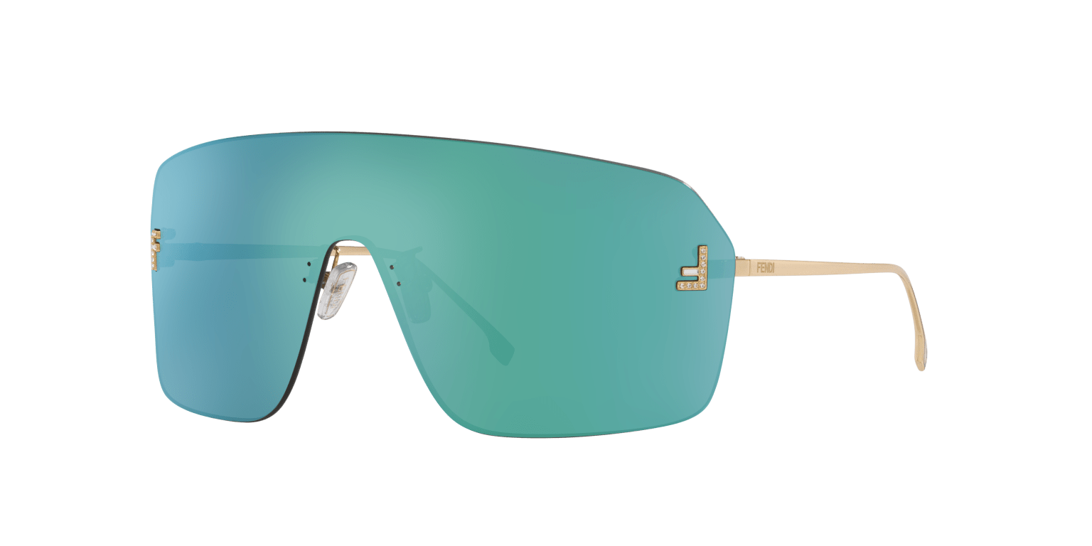Fendi Gold-Blue Sunglasses | FENDI First Crystal Fe4121Us Gold-Blue