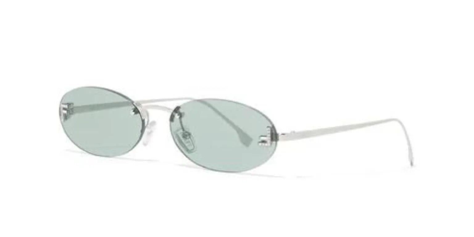 Fendi Silver Blue Sunglasses | FENDI First Oval Sunglasses