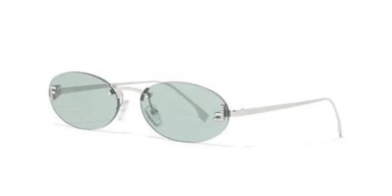 Fendi Silver Blue Sunglasses | FENDI First Oval Sunglasses