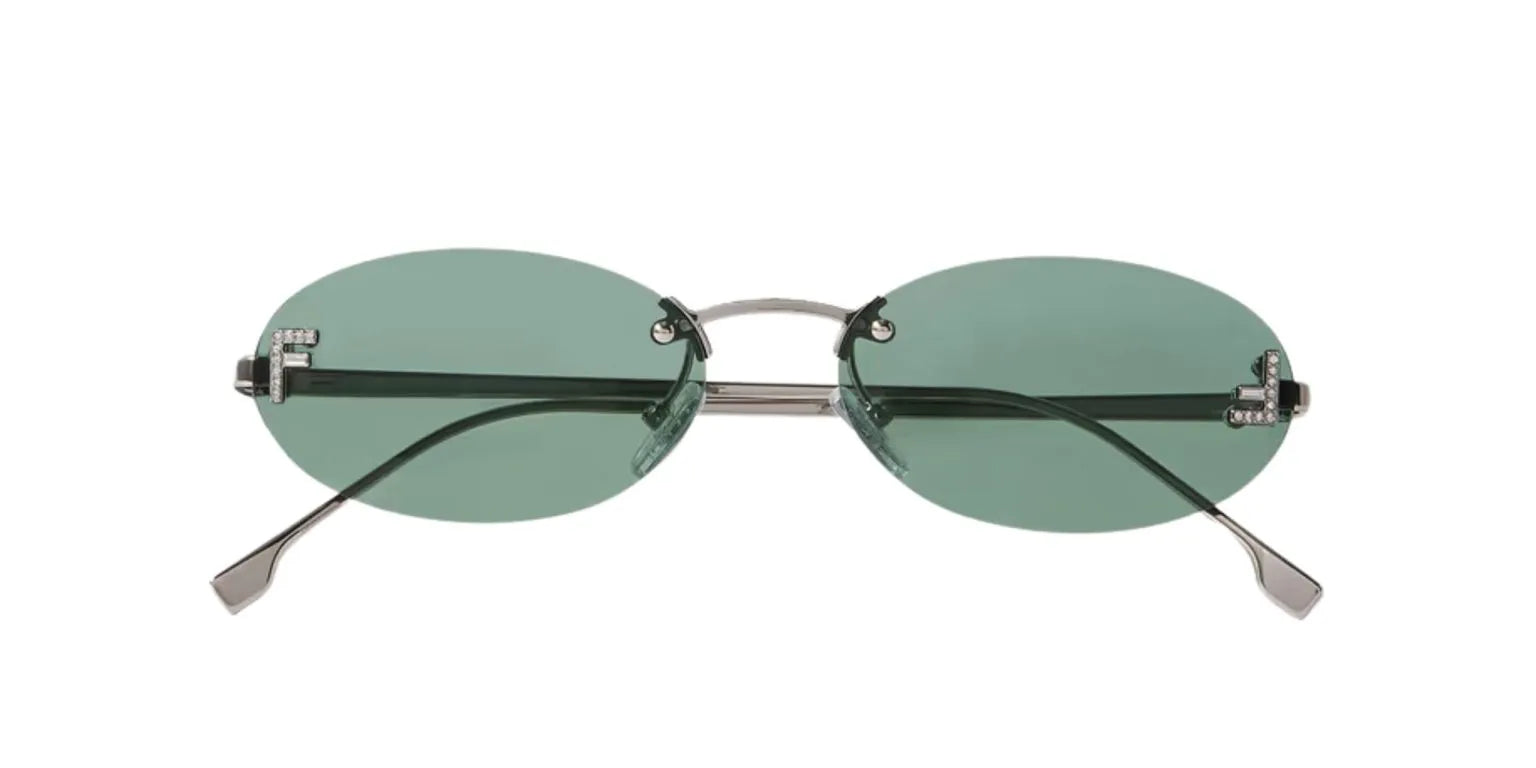 Fendi Silver Blue Sunglasses | FENDI First Oval Sunglasses