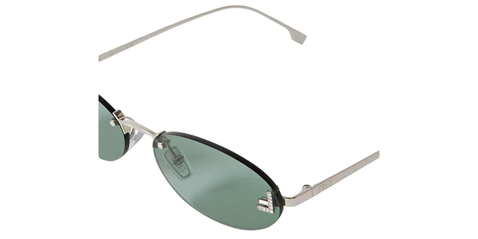 Fendi Silver Blue Sunglasses | FENDI First Oval Sunglasses