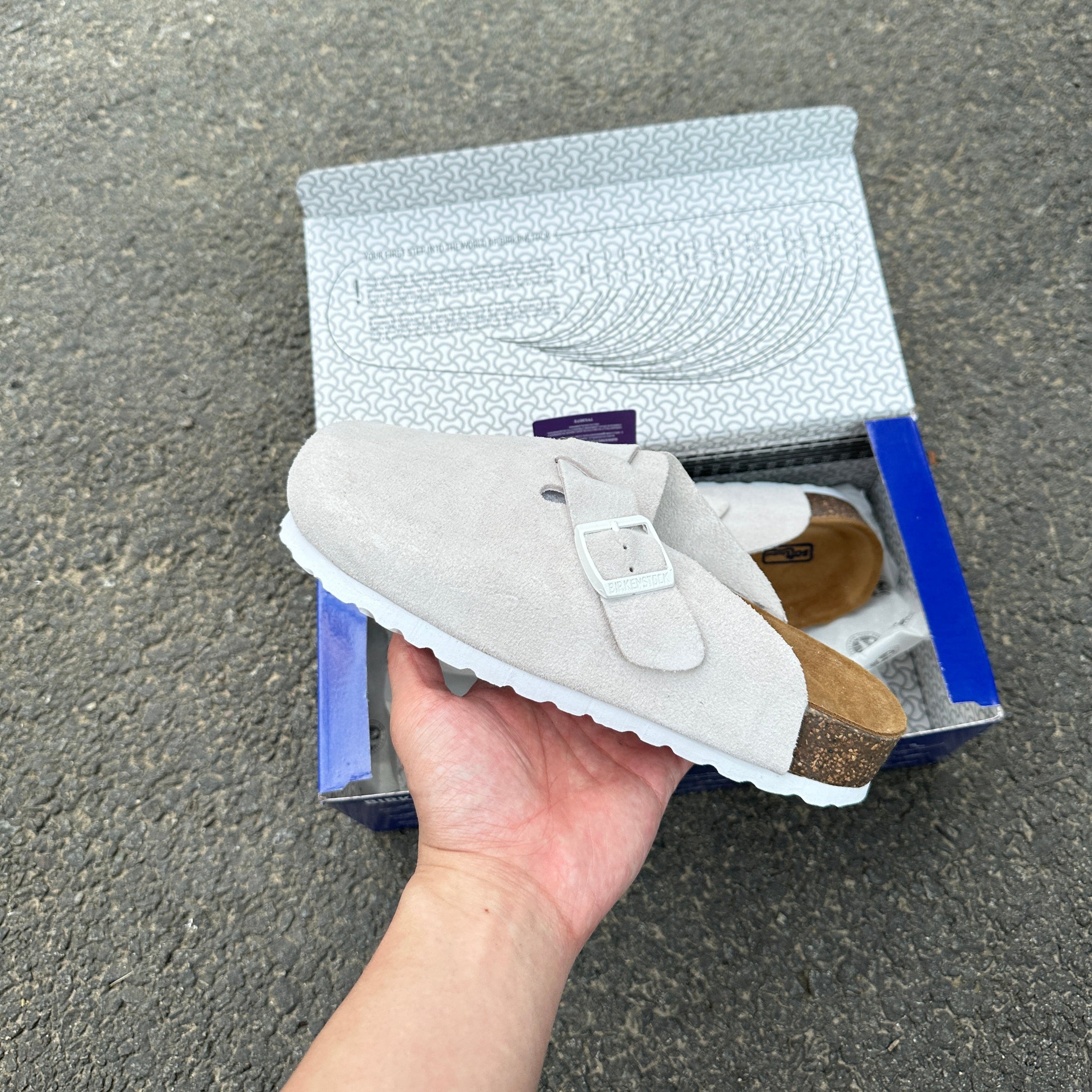 Birkenstock Suède - Oyster Tonal