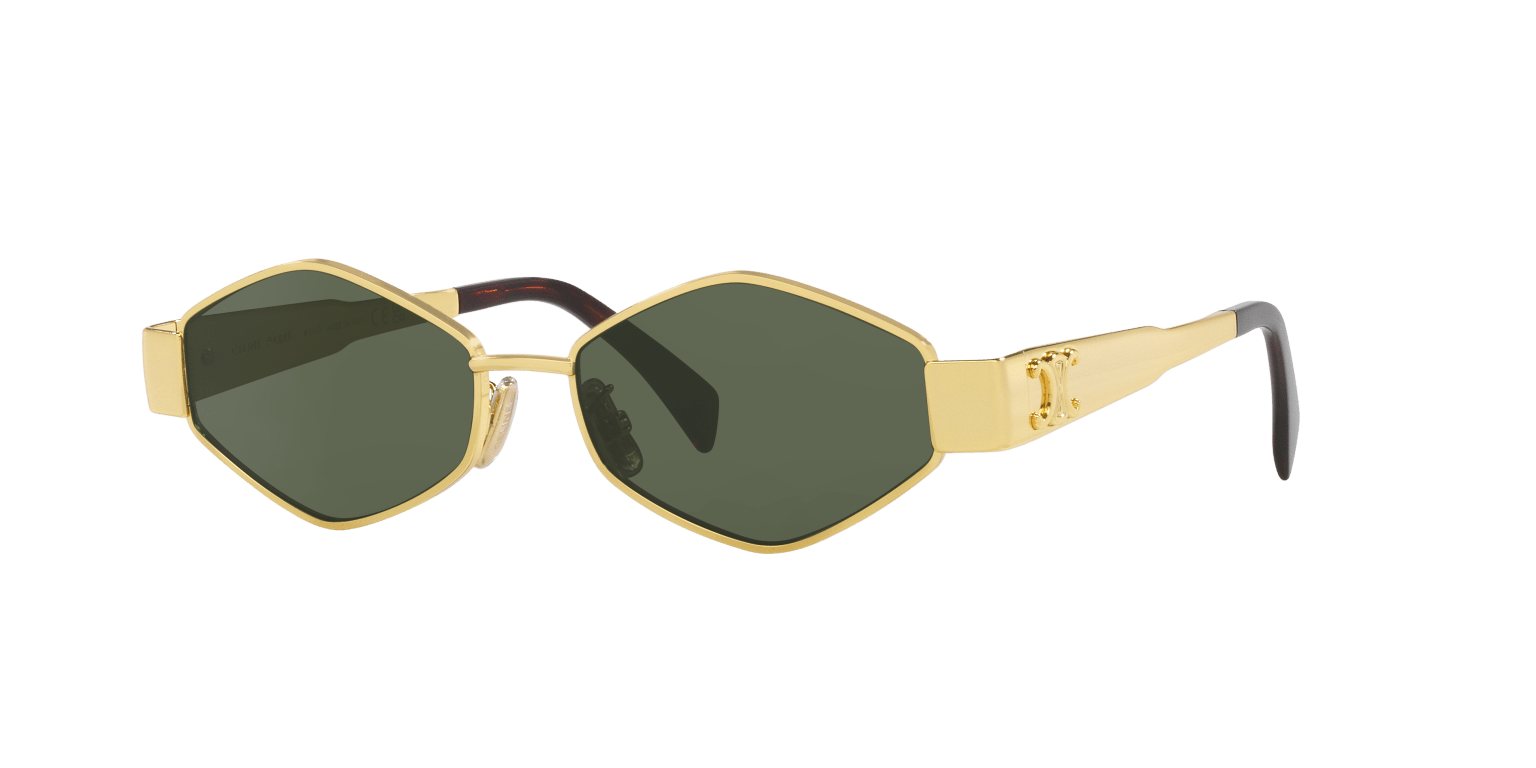 CELINE GOLD-GREEN SUNGLASSES | CELINE METALTRIOMPHE GOLD-GREEN