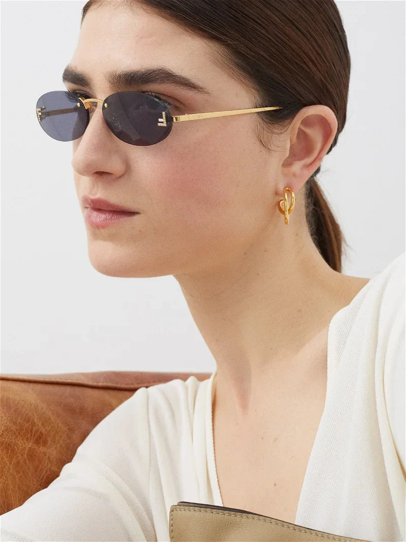 Fendi Blue Gold Sunglasses | FENDI First Oval Sunglasses