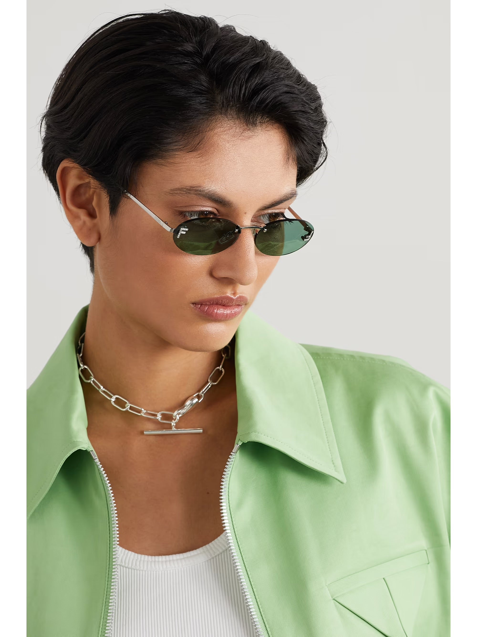 Fendi Silver Blue Sunglasses | FENDI First Oval Sunglasses