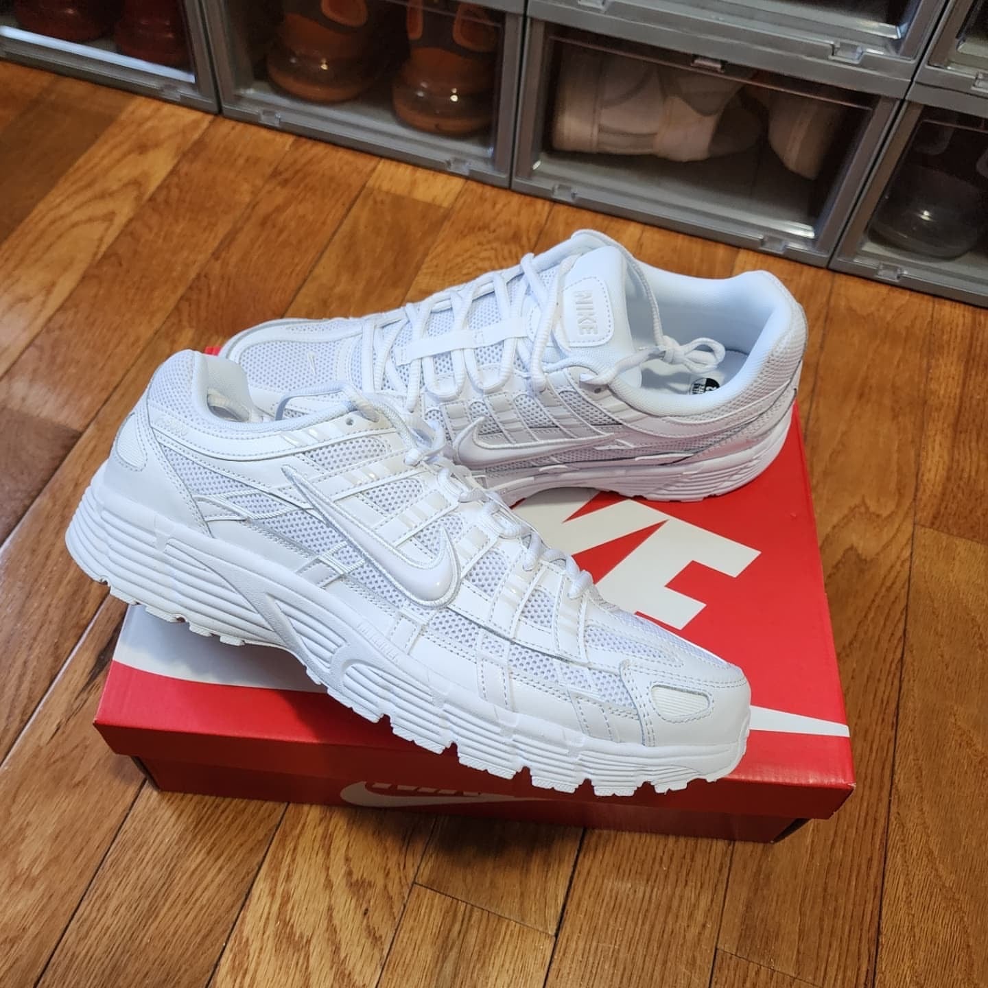 nike p6000 sneakers in triple white